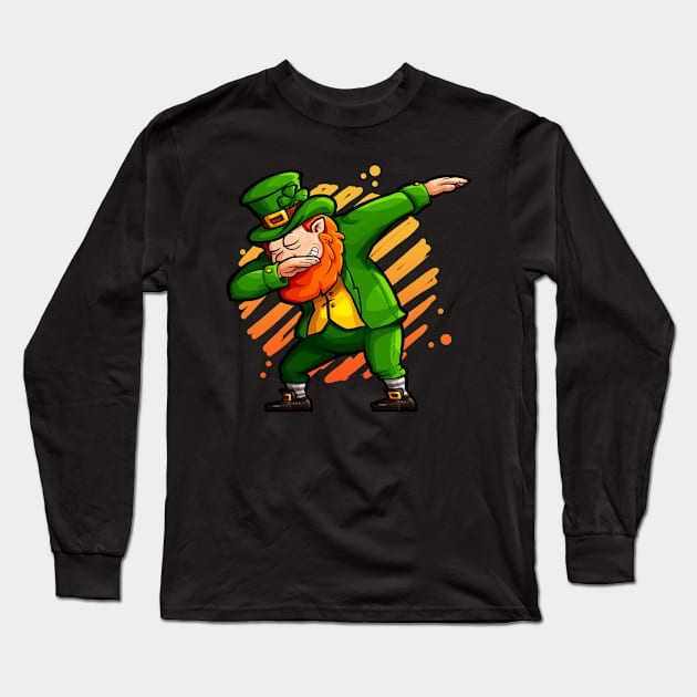 Dabbing Leprechaun Funny Ireland St. Patricks Day Long Sleeve T-Shirt by Foxxy Merch